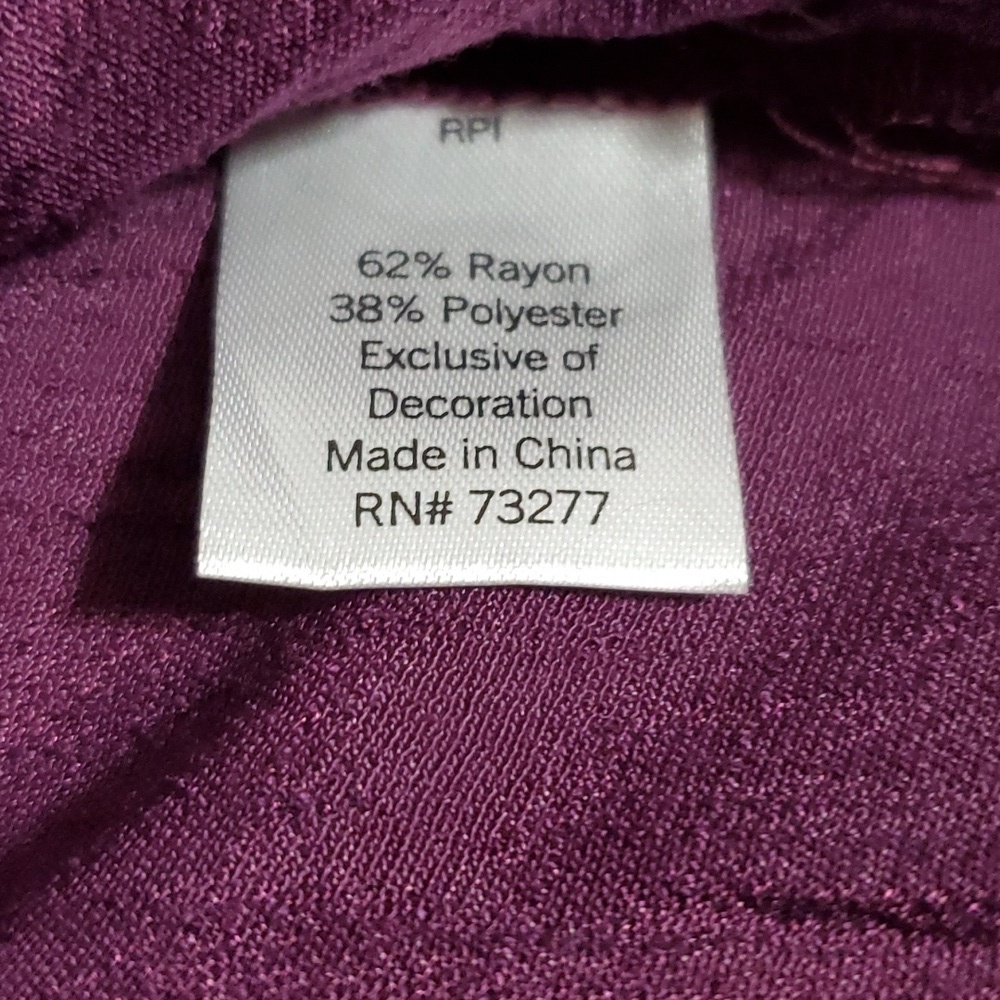 Sonoma Women's Purple Long Sleeve Embroidered Neckline Tunic Size Small - Picture 7 of 10